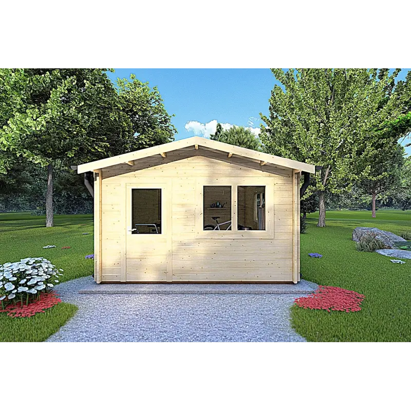 Abris de jardin en bois ANNA 4x5, 44mm, vue frontale