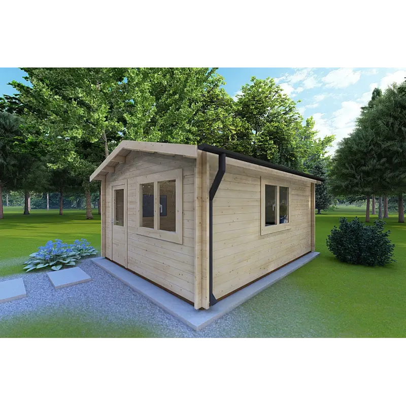 Maison en bois de jardin ANNA 4x6, 44mm, façade côté droit