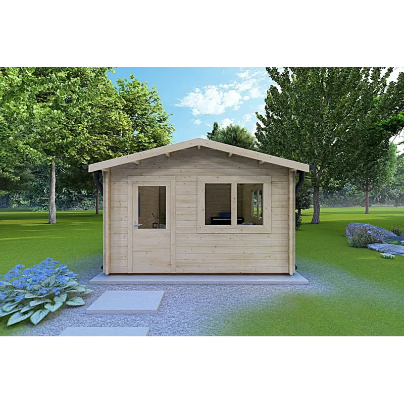 Maison en bois de jardin ANNA 4x6, 44mm, vue frontale