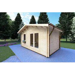 Remise en bois EMILY 5x3, 44mm, façade côté droit