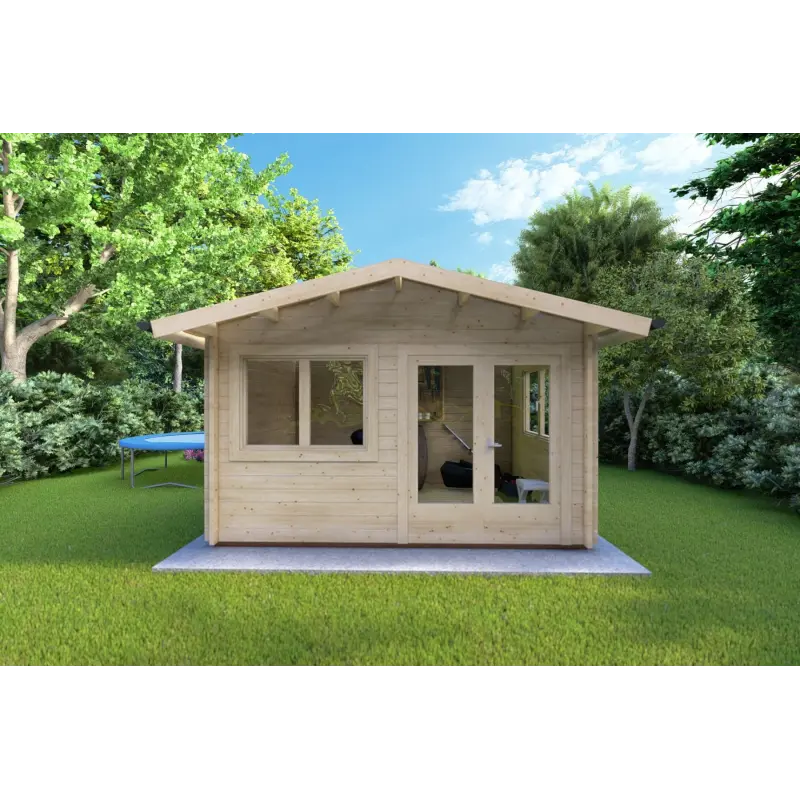 Abris de jardin en bois LELLA 4x3, 44mm, vue frontale