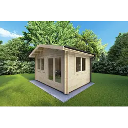 Maison en bois de jardin LELLA 4x4, 44mm, façade côté droit
