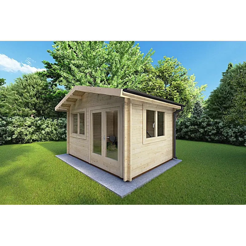 Remise en bois LELLA 4x5, 44mm, façade côté droit