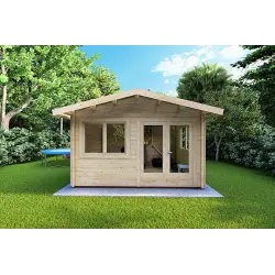 Remise en bois LELLA 4x5, 44mm, vue frontale