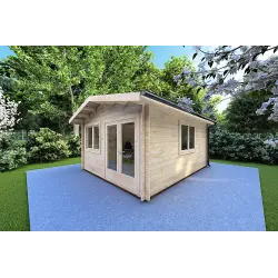 Abri de jardin en bois LELLA 4x6, 44mm, façade côté droit