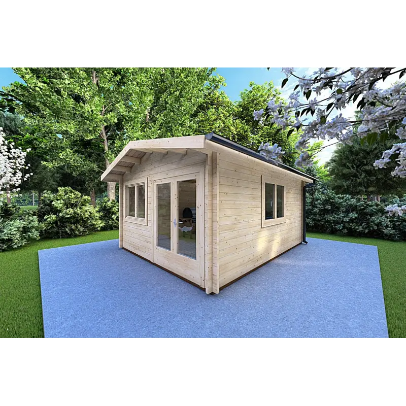 Abri de jardin en bois LELLA 4x6, 44mm, façade côté droit
