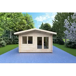 Abri de jardin en bois LELLA 4x6, 44mm, vue frontale