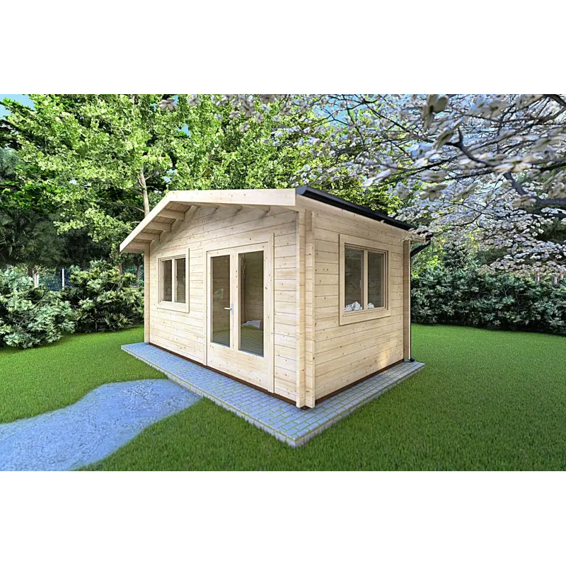 Abris de jardin en bois LELLA 5x4, 44mm, façade côté droit