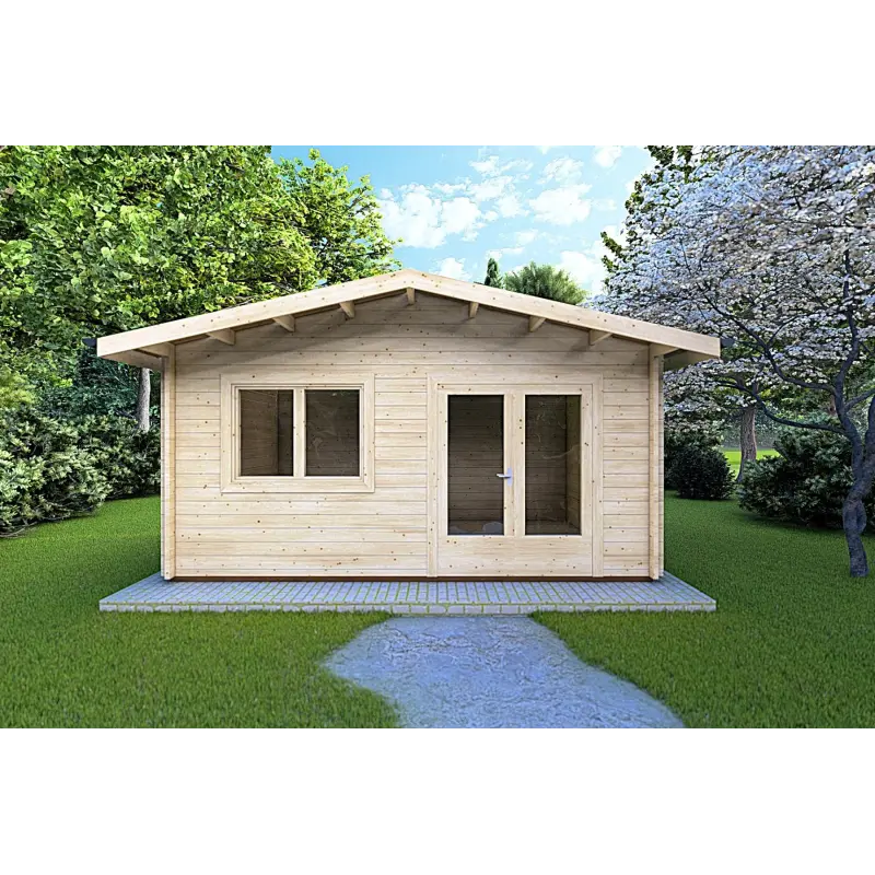 Abris de jardin en bois LELLA 5x4, 44mm, vue frontale