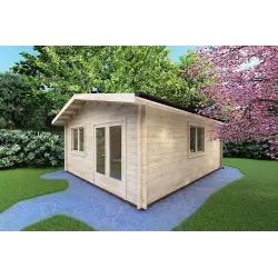 Maison en bois de jardin LELLA 5x6, 44mm, façade côté droit