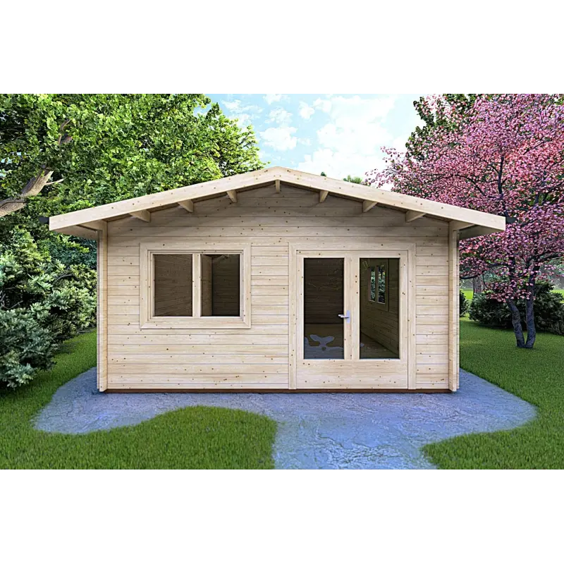 Maison en bois de jardin LELLA 5x6, 44mm, vue frontale