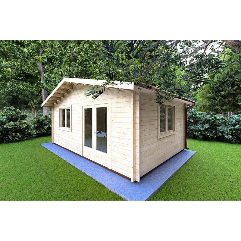 Maison en bois de jardin LELLA 6x5, 44mm, façade côté droit