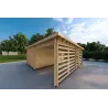 Garage en bois avec auvent 6x6, 44mm, façade côté droit