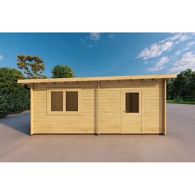 Garage en bois avec auvent 6x6, 44mm, côté gauche
