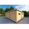 Garage en bois triple 9x6, 44mm, façade côté droit