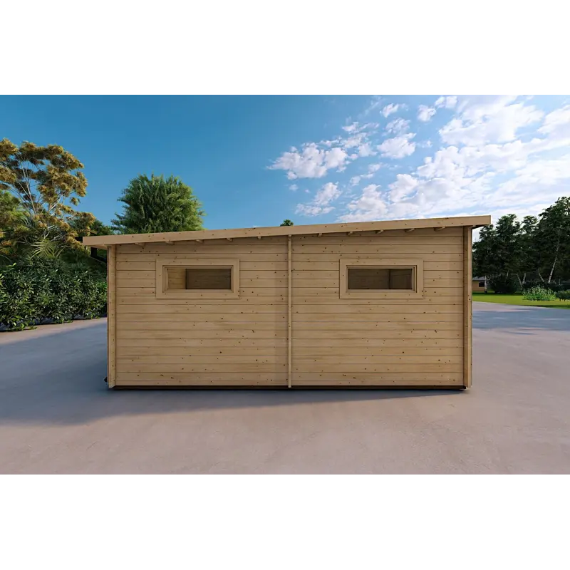 Garage en bois triple 9x6, 44mm, côté gauche