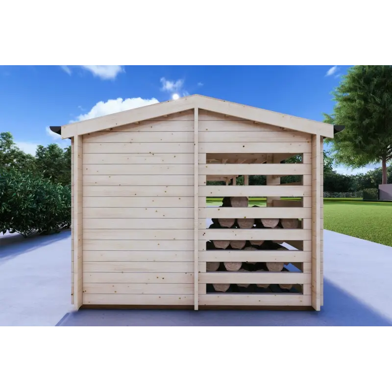 Auvent en bois 24 m², 44mm, vue arrière