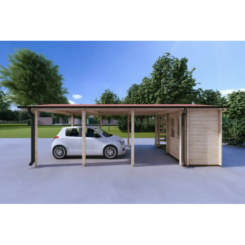 Auvent en bois 24 m², 44mm, côté droit