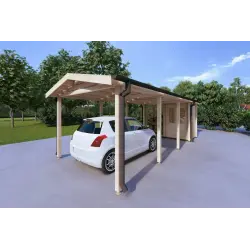 Auvent en bois 24 m², 44mm, façade côté droit