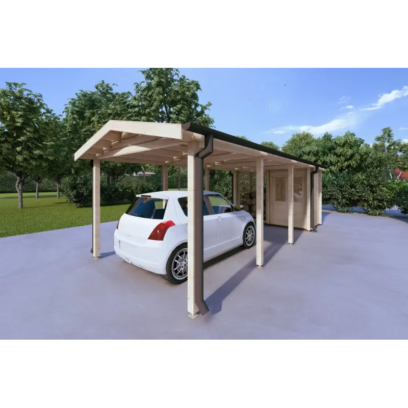 Auvent en bois 24 m², 44mm, façade côté droit
