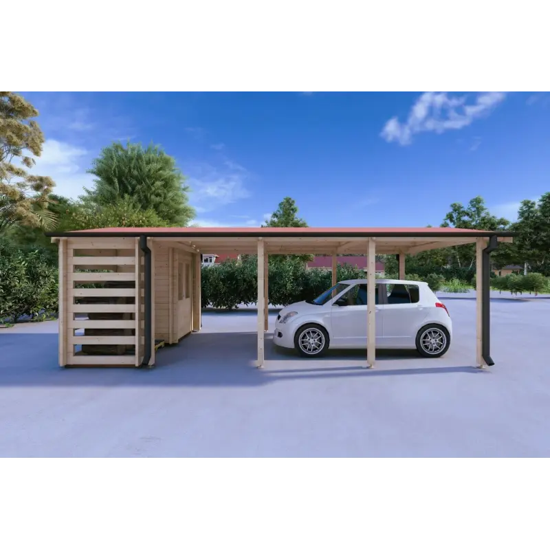 Auvent en bois 24 m², 44mm, côté gauche