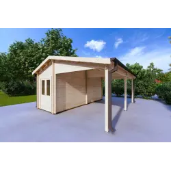 Pergola bois 29.33 m², 44mm, façade côté droit