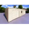 Garage en bois double à toit monopente avec remise personnelle 9.6x6.4, 44/80/30/40 mm, côté gauche