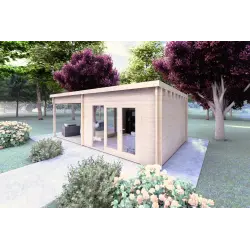 Maison en bois de jardin ERICA 7x4, 44mm, façade côté droit