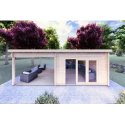Maison en bois de jardin ERICA 7x4, 44mm, vue frontale