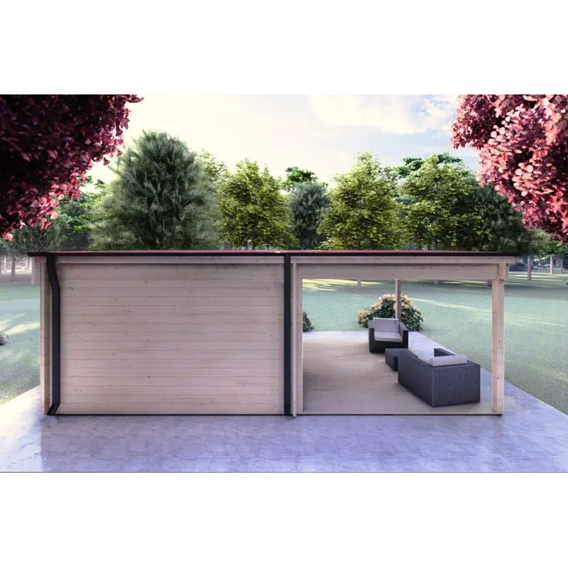 Maison en bois de jardin ERICA 7x4, 44mm, vue arrière