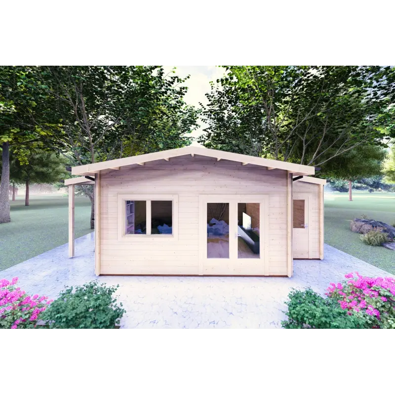 Abris de jardin en bois JASMINE 8x4, 44mm, vue frontale