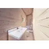 Véranda bois avec patio GIANNA 6.5x5.4, 44mm, intérieur salle de bains