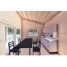 Véranda bois avec patio GIANNA 6.5x5.4, 44mm, intérieur cuisine