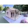 Véranda bois avec patio GIANNA 6.5x5.4, 44mm, façade côté gauche