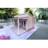 Véranda bois avec patio GIANNA 6.5x5.4, 44mm, façade côté droit