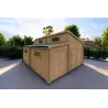 Garage en bois simple avec remise 35 m², 44mm, façade côté gauche