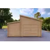 Garage en bois simple avec remise 35 m², 44mm, vue frontale
