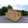 Garage en bois simple avec remise 35 m², 44mm, façade côté droit