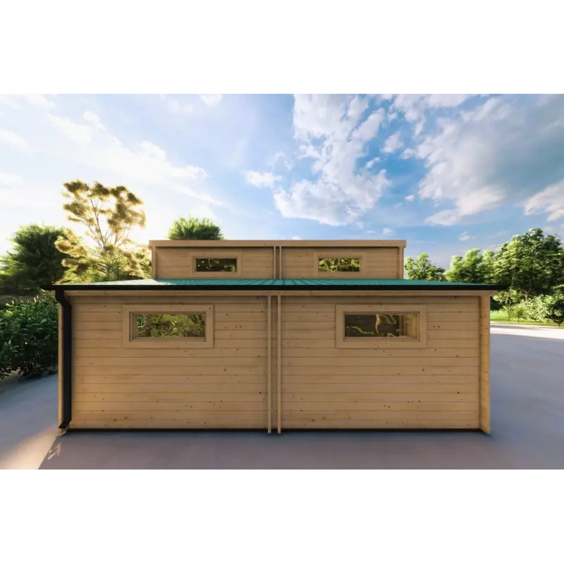 Garage en bois simple avec remise 35 m², 44mm, côté gauche