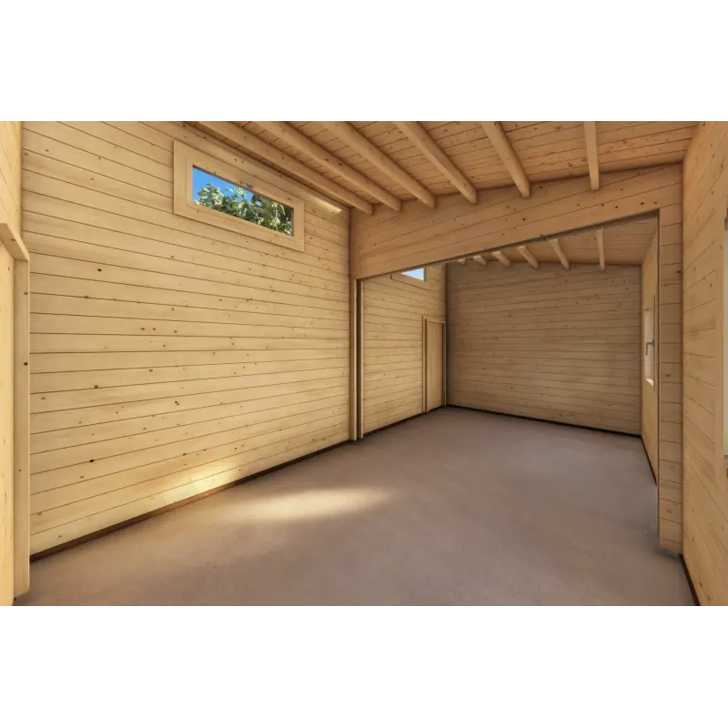 Garage en bois simple avec remise 35 m², 44mm, intérieur