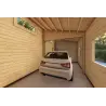 Garage en bois simple avec remise 35 m², 44mm, vue intérieure avec voiture