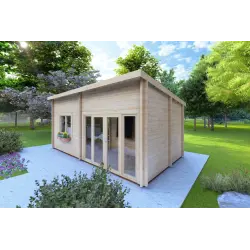 Abris de jardin en bois AFRODITE 6.5x3.5, 44mm, façade côté droit