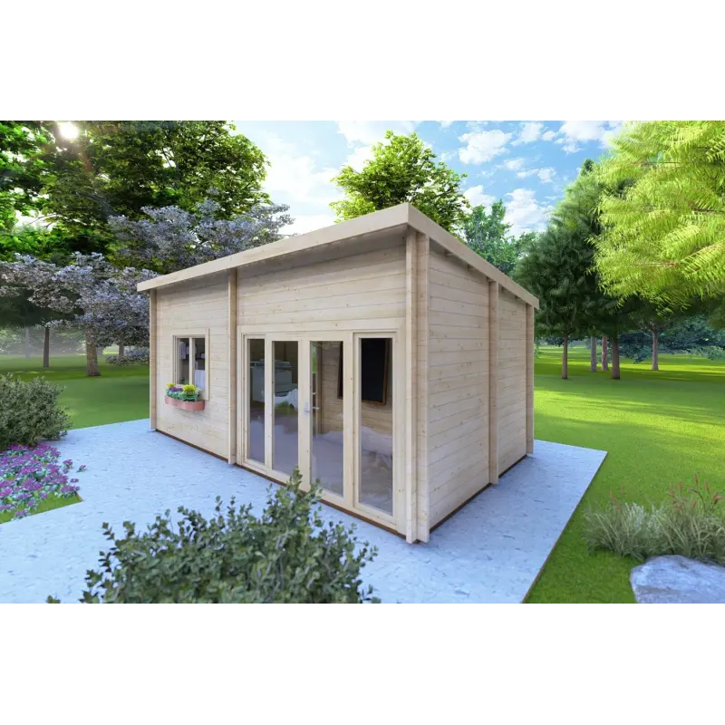 Abris de jardin en bois AFRODITE 6.5x3.5, 44mm, façade côté droit
