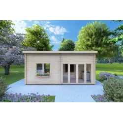 Abris de jardin en bois AFRODITE 6.5x3.5, 44mm, vue frontale