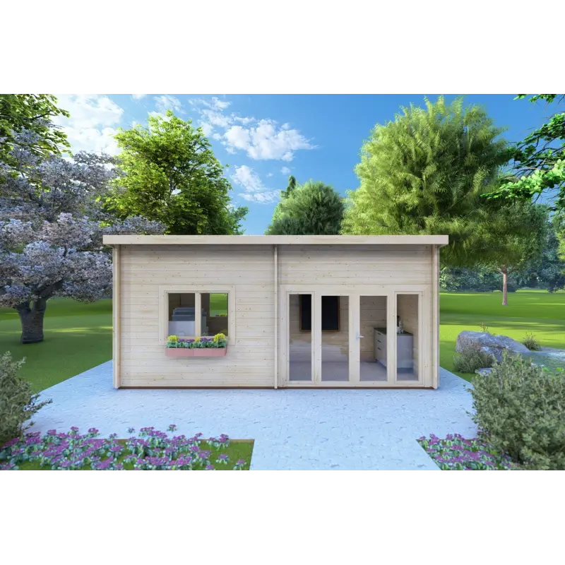 Abris de jardin en bois AFRODITE 6.5x3.5, 44mm, vue frontale