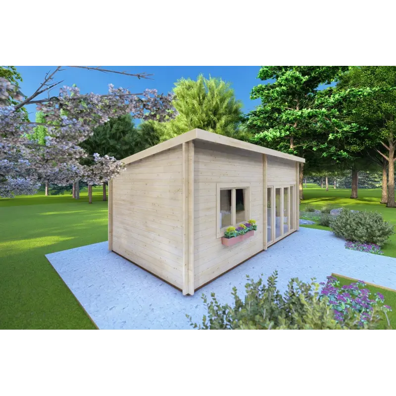 Abris de jardin en bois AFRODITE 6.5x3.5, 44mm, façade côté gauche