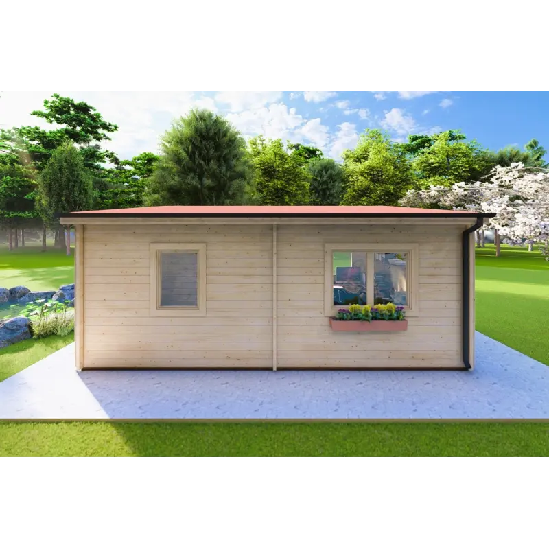 Abris de jardin en bois AFRODITE 6.5x3.5, 44mm, vue arrière