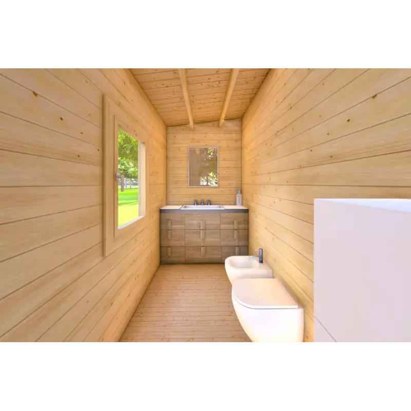 Abris de jardin en bois AFRODITE 6.5x3.5, 44mm, intérieur salle de bains