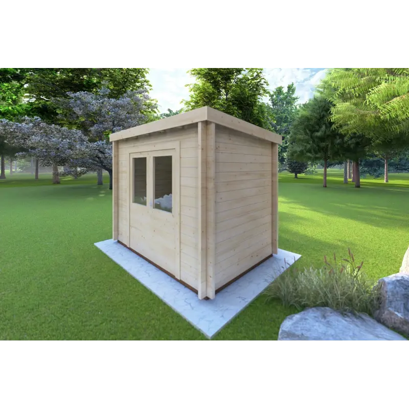 Remise en bois OLGA 3x2, 44mm, façade côté droit