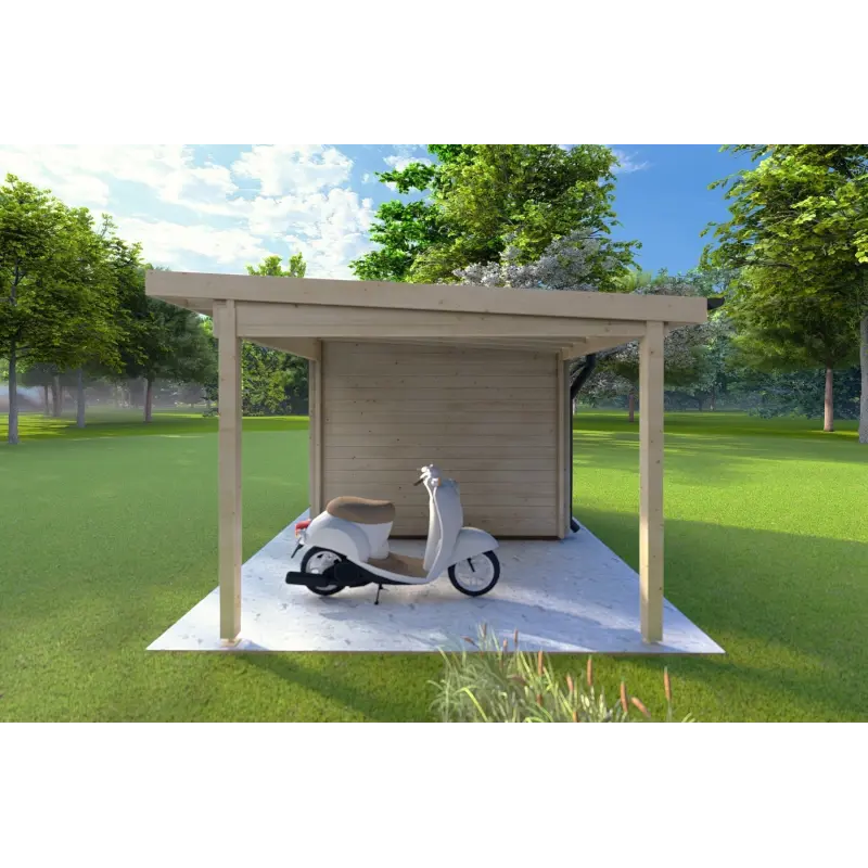 Abris de jardin en bois AMARISSA avec auvent 3x4, 44mm, côté droit